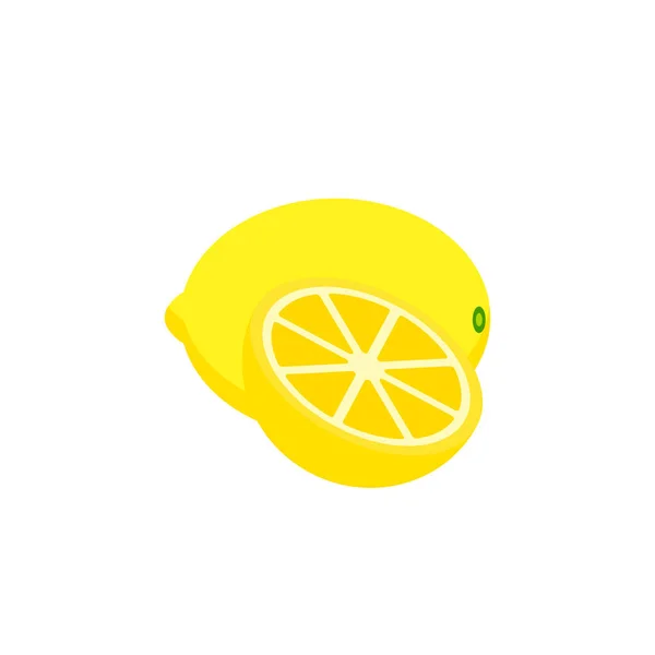 Limone Frutti Limone Freschi Isolati Stile Cartone Animato Sfondo Bianco — Vettoriale Stock