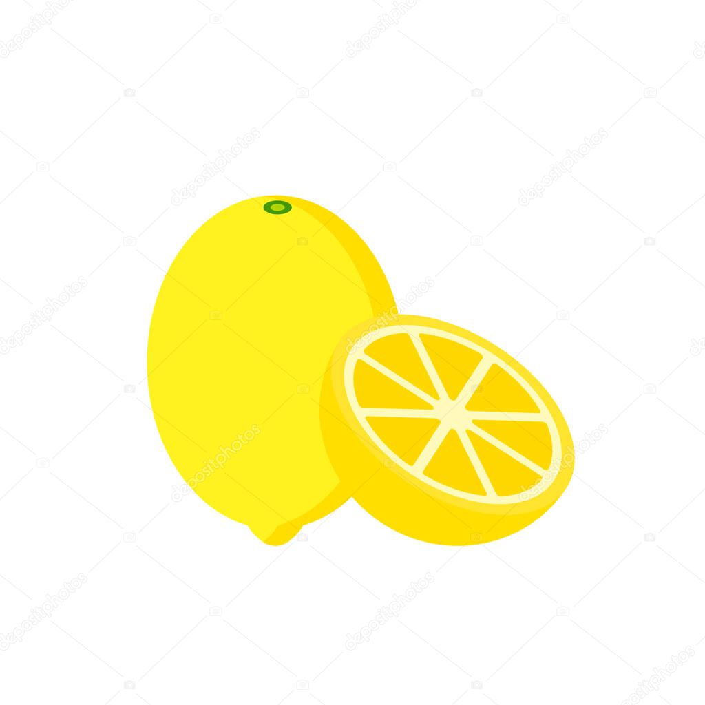 Lemon,Fresh Lemon fruits isolated,Cartoon style. On a white background Vector illustration