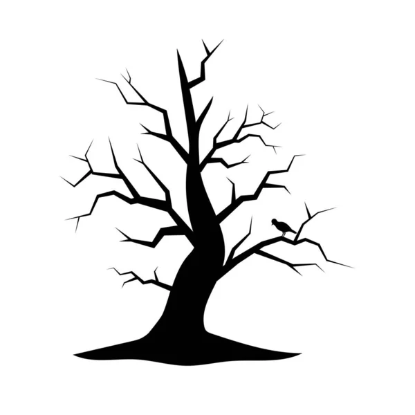 Halloween Árvore Assustador Assombrado Árvore Triste Colorido Árvore Vetor Ilustração — Vetor de Stock