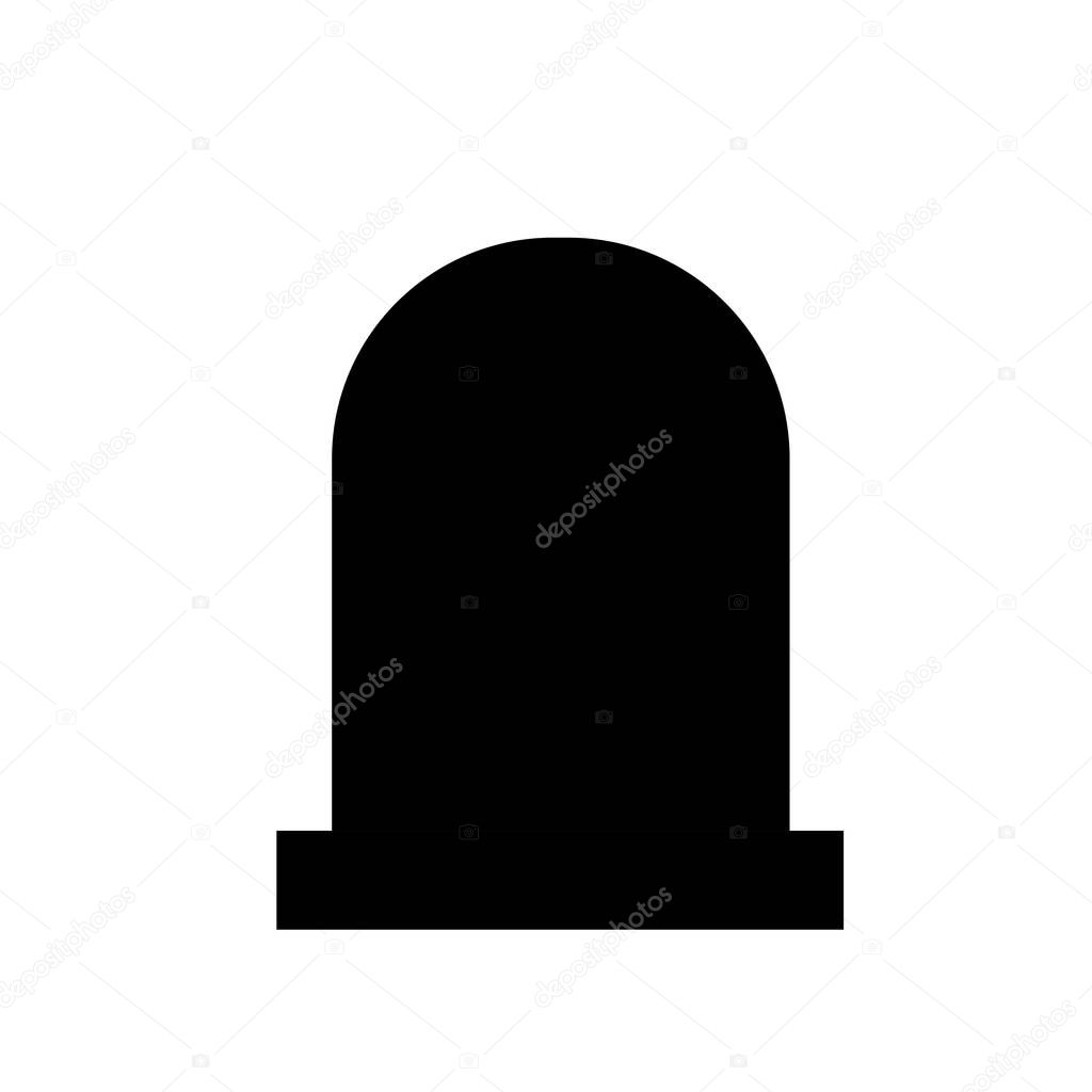 Grave in the cemetery. Black silhouette and grave icon in vector set. different shaped graves and crosses isolated on white background.