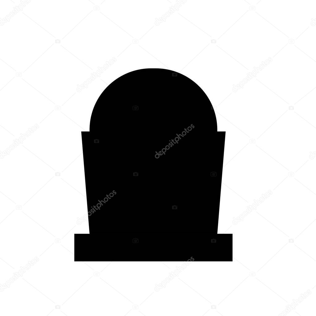 Grave in the cemetery. Black silhouette and grave icon in vector set. different shaped graves and crosses isolated on white background.