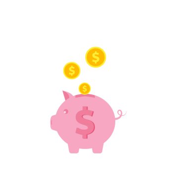 Kumbarası, kumbarası, kumbarası, madeni para tasarrufu, madeni para koleksiyonu, yatırım ikonu, domuz kumbarası ikonu, bankacılık veya finansal işletme yönetimi kavramı. Vektör illüstrasyonu