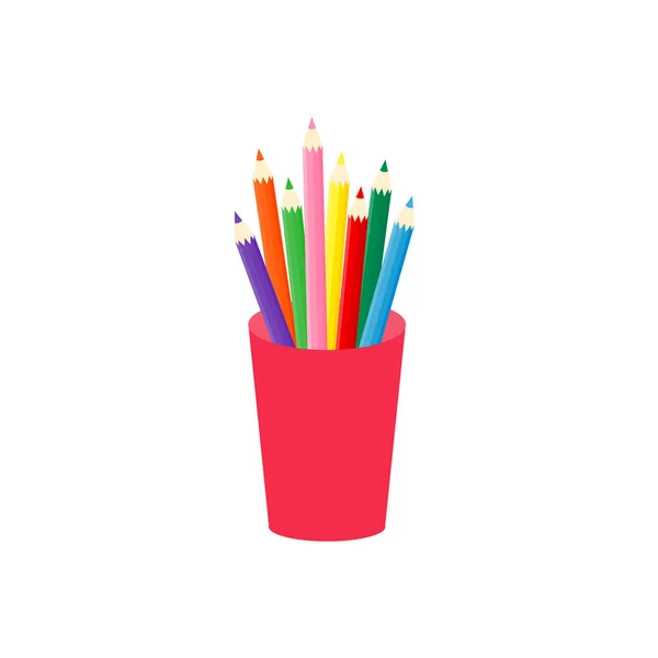 Fournitures Scolaires Classe Papeterie Étui Crayons Stylo Pile Livres Littérature — Image vectorielle