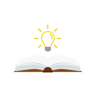 Ampul kavramına sahip açık kitap, iniş sayfası, şablon, ui, mobil uygulama, poster, pankart, broşür için kullanılabilir. .