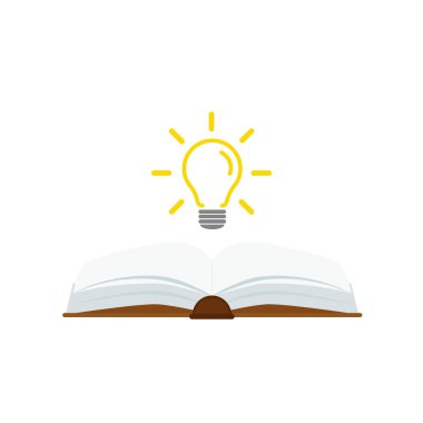 Ampul kavramına sahip açık kitap, iniş sayfası, şablon, ui, mobil uygulama, poster, pankart, broşür için kullanılabilir. .