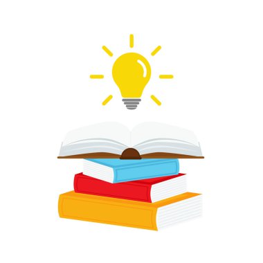 Ampul kavramına sahip açık kitap, iniş sayfası, şablon, ui, mobil uygulama, poster, pankart, broşür için kullanılabilir. .