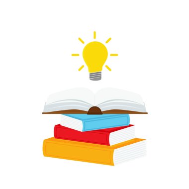 Ampul kavramına sahip açık kitap, iniş sayfası, şablon, ui, mobil uygulama, poster, pankart, broşür için kullanılabilir. .