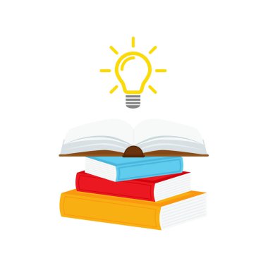 Ampul kavramına sahip açık kitap, iniş sayfası, şablon, ui, mobil uygulama, poster, pankart, broşür için kullanılabilir. .