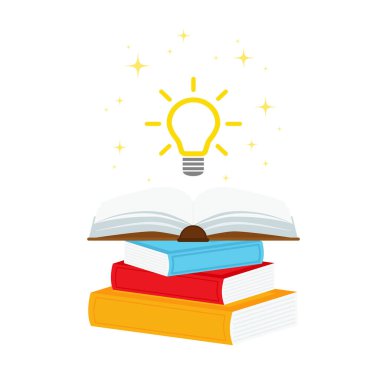 Ampul kavramına sahip açık kitap, iniş sayfası, şablon, ui, mobil uygulama, poster, pankart, broşür için kullanılabilir. .