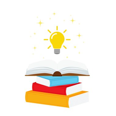 Ampul kavramına sahip açık kitap, iniş sayfası, şablon, ui, mobil uygulama, poster, pankart, broşür için kullanılabilir. .