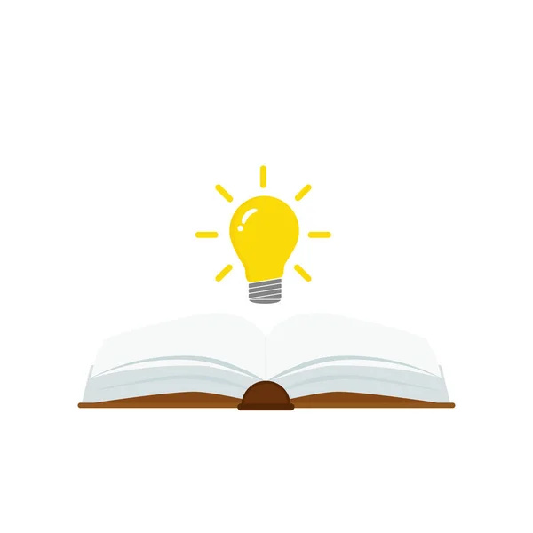 電球の概念を持つオープンブック のために使用することができます ランディングページ テンプレート モバイルアプリ ポスター バナー チラシ ベクトルイラスト — ストックベクタ