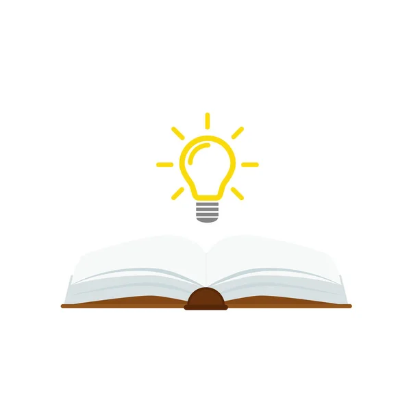 打开带有灯泡概念的书籍 可用于 登陆页 移动应用程序 飞行图片 — 图库矢量图片