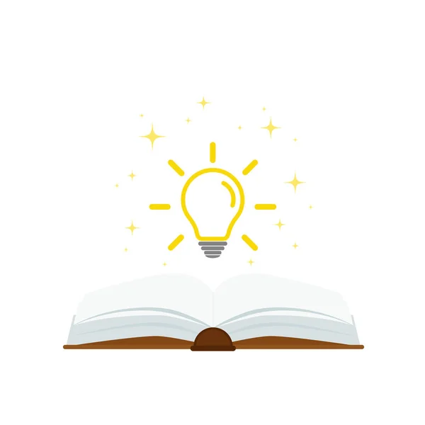 Open Book Mit Glühbirnenkonzept Kann Verwendet Werden Für Landing Page — Stockvektor