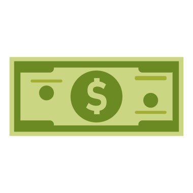 Flat Design Illustration Green Dollar Bill, Finans ve Yatırım Konseptleri Para Simgesi