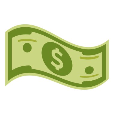 Para Birimi Düz Tasarımı Beyaz Arkaplan Üzerinde Basit Yeşil Dolar Bill Simgesi
