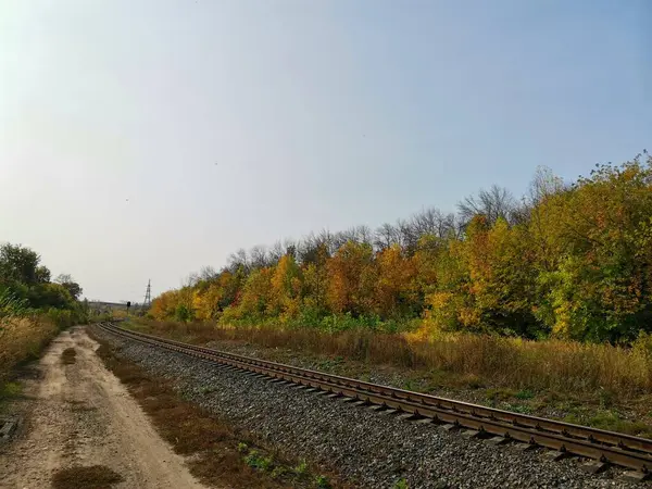 秋に至る鉄道線 — ストック写真
