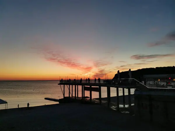 Coucher Soleil Estival Sur Pont Observation — Photo