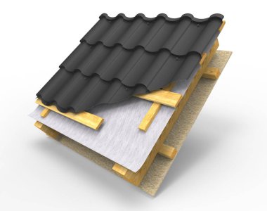 Resim - Çatı kurulumu - Siyah fayans