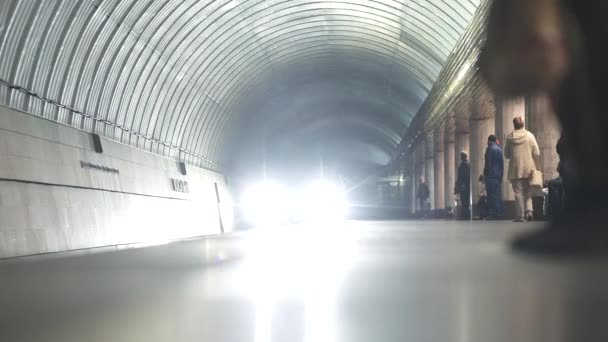 Train Arrives Metro Underground Station Platform Ucrânia — Vídeo de Stock