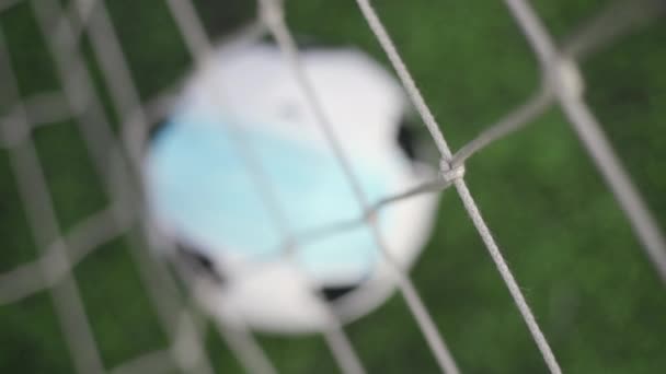 Pelota Fútbol Máscara Médica Estadio Green Grass Bola Goal Net — Vídeo de stock