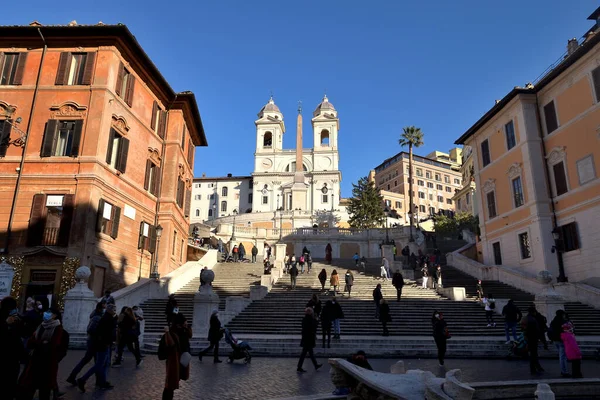 Roma Talya Aralık 2020 Covid Salgını Sırasında Trinita Dei Monti — Stok fotoğraf