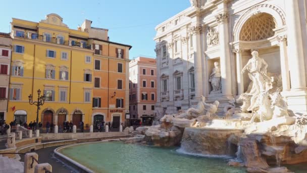 Rome Italië December 2020 Zicht Trevi Fontein Met Weinig Toeristen — Stockvideo