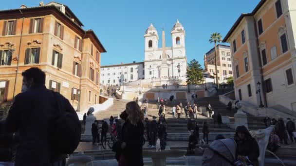 Roma Italia Decembrie 2020 Vederea Trinit Dei Monti Timpul Epidemiei — Videoclip de stoc