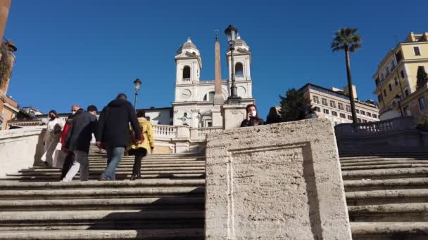 Rzym Włochy Grudnia 2020 Widok Trinita Dei Monti Podczas Epidemii — Wideo stockowe