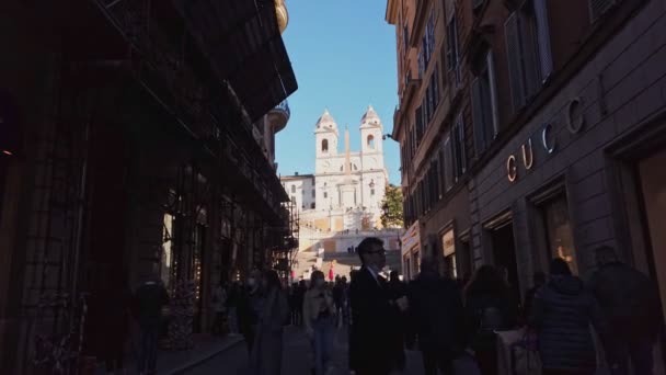 Roma Italia Decembrie 2020 Vedere Spre Dei Condotti Trinit Dei — Videoclip de stoc