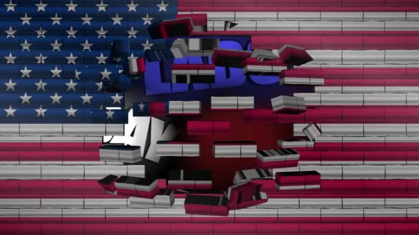 Videó Labor Day Promóciójához Fal Színek Amerikai Zászló Megtörik Megjelenése — Stock videók