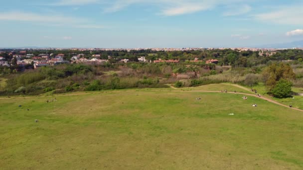 Widok Lotu Ptaka Park Publiczny Rzymie Włochy Podczas Święta Narodowego — Wideo stockowe