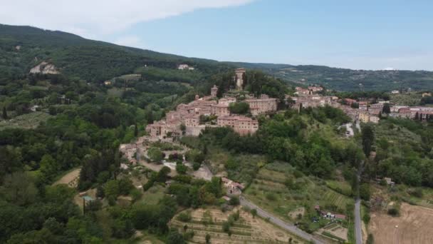 Prachtig Uitzicht Vanuit Lucht Het Middeleeuwse Toscaanse Dorp Cetona Verkozen — Stockvideo