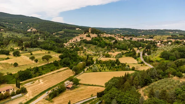 Impresionante Vista Aérea Del Pueblo Medieval Toscano Cetona Elegido Uno — Foto de Stock