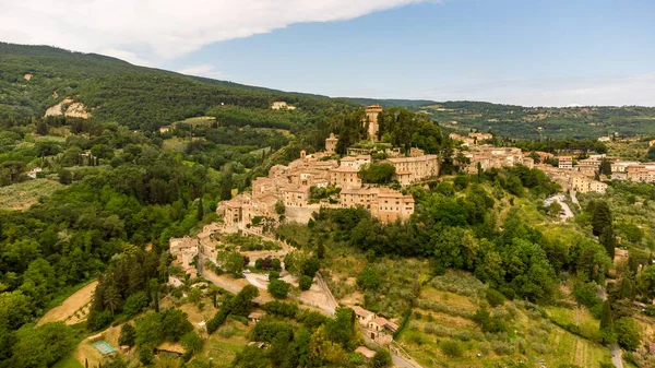 Impresionante Vista Aérea Del Pueblo Medieval Toscano Cetona Elegido Uno — Foto de Stock