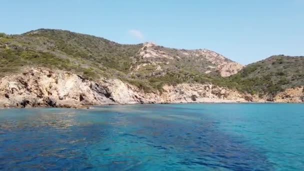 Piękny Widok Południowy Sardynii Morza Łodzi — Wideo stockowe