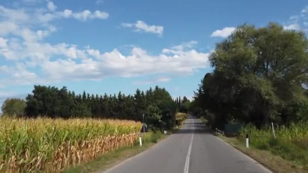 Widok Idylliczną Toskańską Wieś Podczas Jazdy Drodze Toskania Włochy — Wideo stockowe