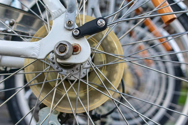 Fecha Detalhes Das Engrenagens Traseiras Roda Bicicleta Falou Protetor Cluster — Fotografia de Stock