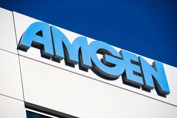 Amgen Sign Biopharmaceutical Company Campus Silicon Valley Biotech Company Headquartered — Stock Photo, Image