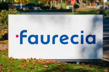 Faurecia sign, logo on signpost at Silicon Valley headquarters of a French global automotive supplier - Sunnyvale, California, USA - 2020 clipart