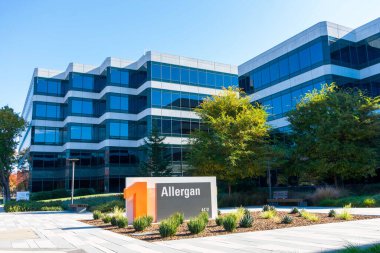 Allergan headquarters building exterior. Allergan plc is an American, Irish domiciled pharmaceutical company - Pleasanton, California, USA - 2020 clipart