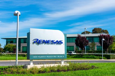 Renesas Elektronik Japon yarı iletken üreticisi merkezi Silikon Vadisi 'nde, San Francisco Körfez Bölgesi' nin yüksek teknoloji merkezi Milpitas, Kaliforniya, ABD - 2020