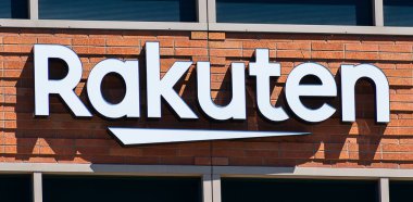 Rakuten işareti, Tokyo merkezli Japon elektronik ticaret ve internet şirketi Silikon Vadisi ofisinin logosu. - San Mateo, Kaliforniya, ABD - 2021