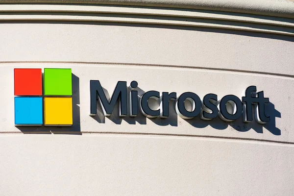 Microsoft Schild Und Logo Der Fassade Des Firmencampus Silicon Valley — Stockfoto