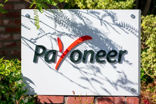 Logo Payoneer Podpis Pobliżu Biura Firmy Usług Finansowych Dolinie Krzemowej — Zdjęcie stockowe