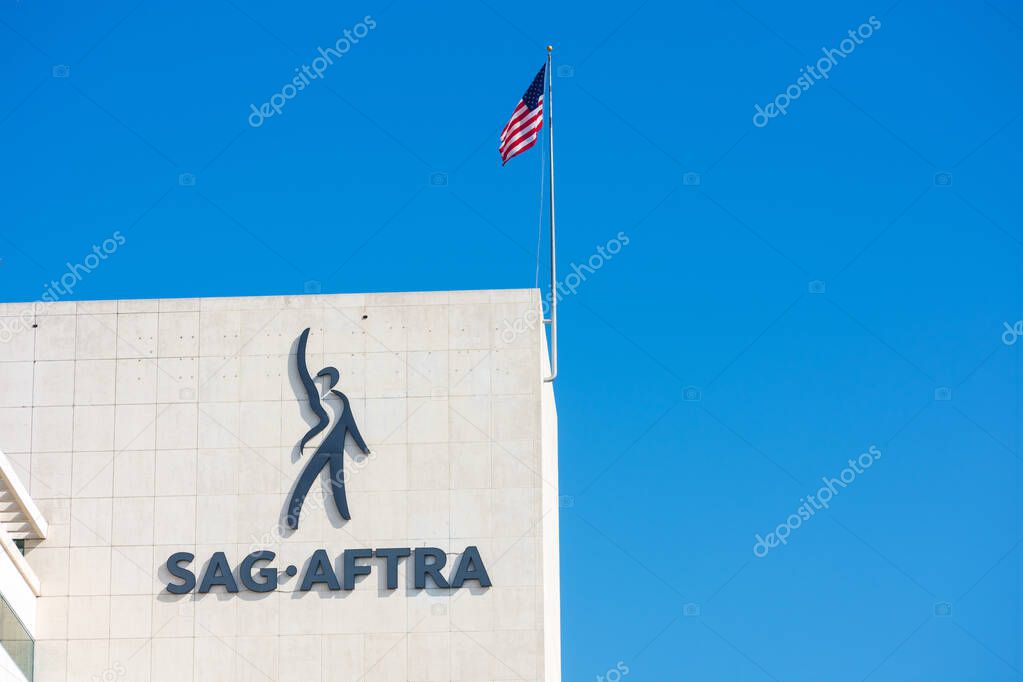 SAG-AFTRA sign on headquarters of the Screen Actors Guild - American Federation of Television and Radio Artists - Los Angeles, California, USA - 2021