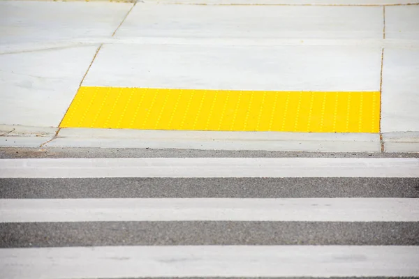 Pedestrian Crossing Leads Yellow Detectable Warning Surface Tactile Paving Selective — Stock Photo, Image