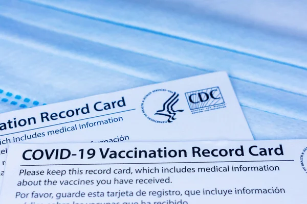 Närbild Covid Vaccinationskort Utfärdade Cdc United States Centers Disease Control — Stockfoto