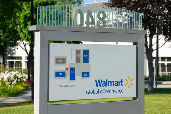 Walmart Global Ecommerce Sign Campus Map Walmart Labs Office Building — 스톡 사진