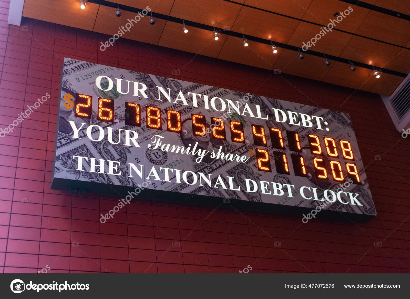 미국의 National Debt Clock 광고판의 규모는 미국의 부채와 2021 미국의 — 스톡 에디토리얼 사진 © MichaelVi  #477072676