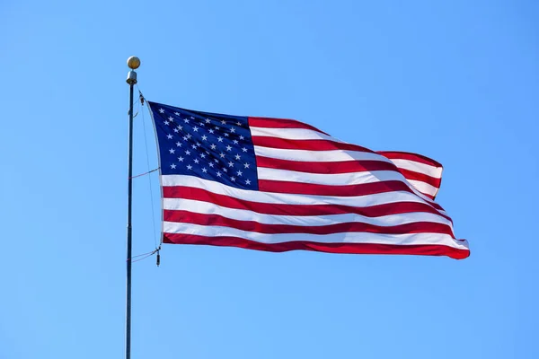 Usa Flag Flag United States Flying Waving Beautifully Pole Wind — Stockfoto